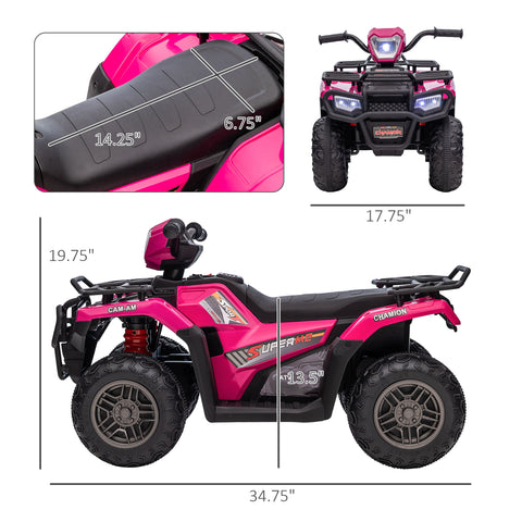 12V Kids Electric Ride-On Toy Quad Car with Music and LED Lights