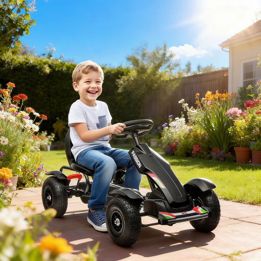 Kids Pedal Go Kart with Adjustable Seat and Handbrake