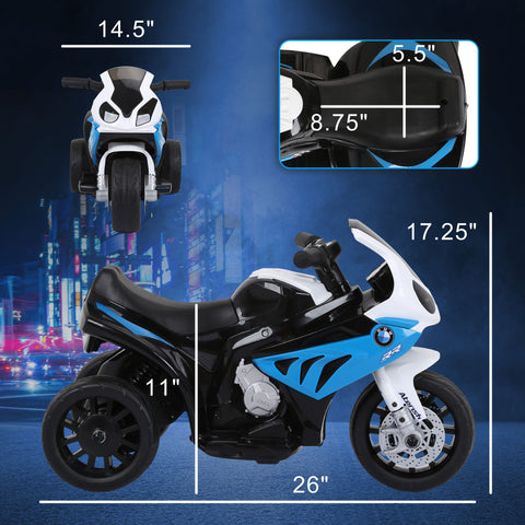 6V 3-Wheeled Kids Electric Ride-On Motorcycle with Headlight and Music