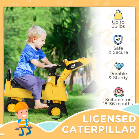 Kids Ride-On Excavator Construction Toy With Manual Shovel
