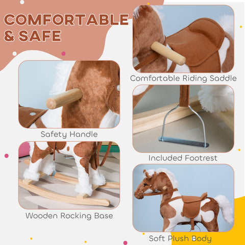 Kids Plush Rocking Horse Toy with Realistic Sound Effects