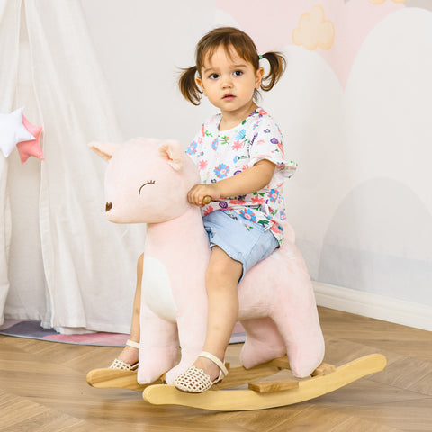 Kids Plush Ride-On Rocking Deer Toy with Realistic Sounds