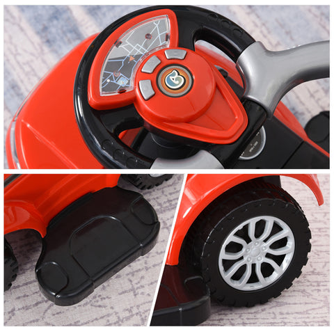 2-in-1 Toddler Ride-on Push Car Stroller with Horn and Lights
