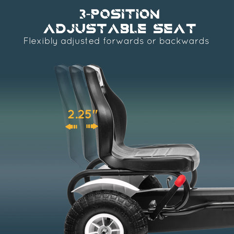 Kids Pedal Go Kart with Adjustable Seat and Rubber Wheels