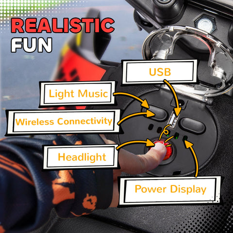 12V Electric Kids Ride-On Motorcycle with Training Wheels