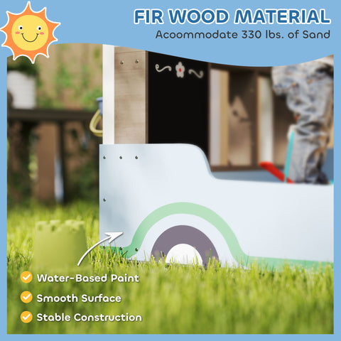 Kids Wooden Sandbox with Canopy, Bench Seats and Planting Boxes