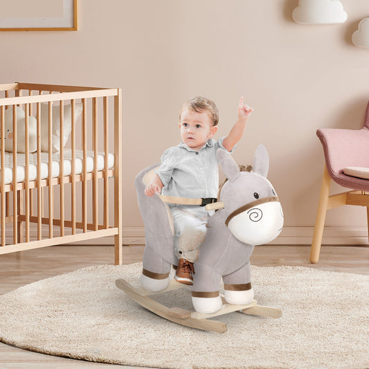 Plush Ride-On Donkey Rocking Chair with Sound