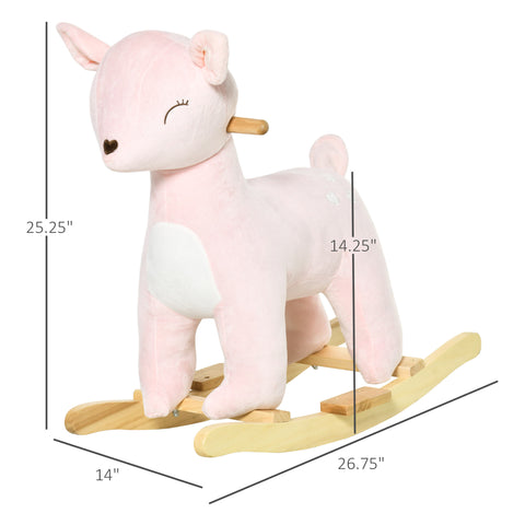 Kids Plush Ride-On Rocking Deer Toy with Realistic Sounds