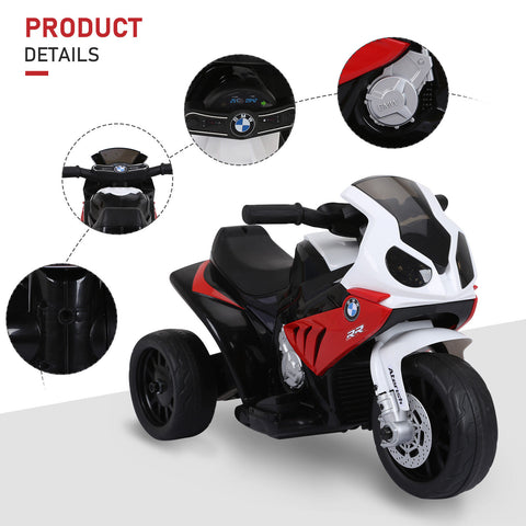 6V 3-Wheeled Kids Electric Ride-On Motorcycle with Headlights