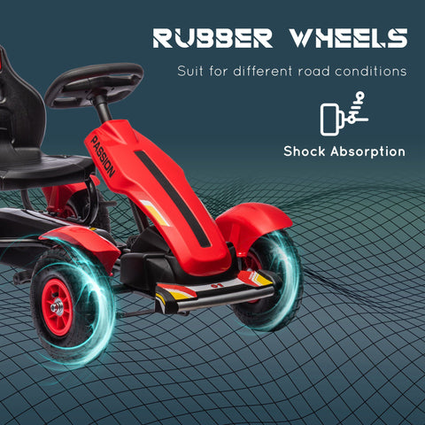 Kids Pedal Go Kart with Adjustable Seat and Rubber Wheels