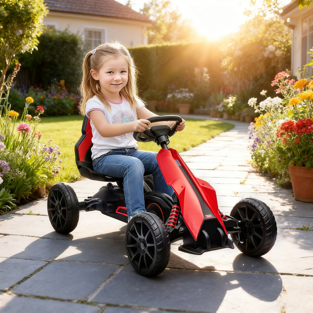 Kids Pedal Go Kart with Adjustable Seat and Swing Axle