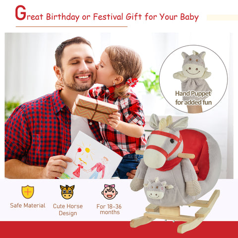 Plush Ride-On Rocking Horse Toy with Music for Toddlers