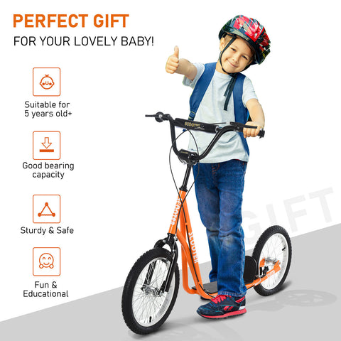 Youth Kick Scooter with Dual Brakes and Adjustable Handlebar