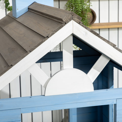 Outdoor Wooden Playhouse with Service Stations and Flower Pot Holders