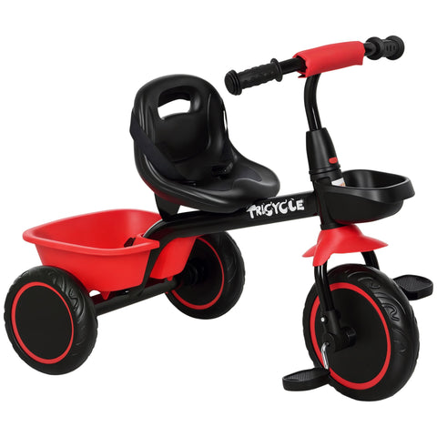 Toddler Tricycle with Adjustable Seat and Storage Baskets