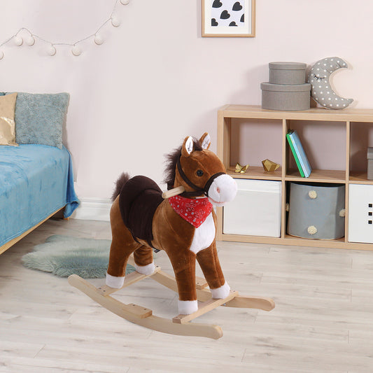 Kids Plush Ride-on Rocking Horse Toy with Sounds