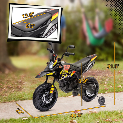 12V Electric Kids Ride-On Motorcycle with Training Wheels
