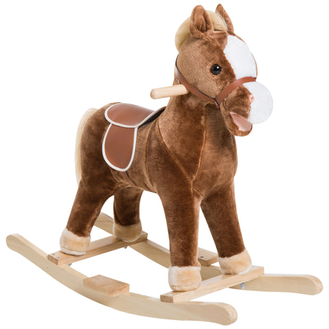 Kids Plush Ride-On Rocking Horse Toy with Sounds