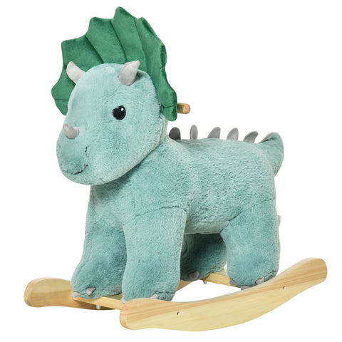 Kids Plush Triceratops Ride-On Rocking Toy with Sounds