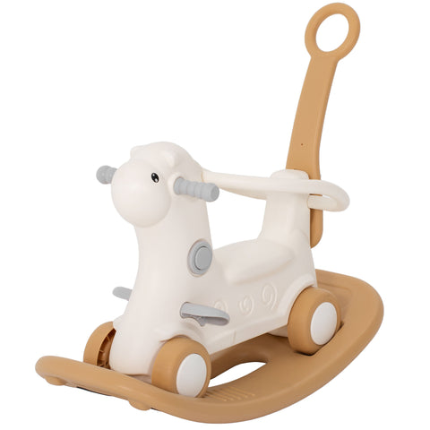 4-in-1 Toddler Rocking Horse with Push Handle and Balance Board
