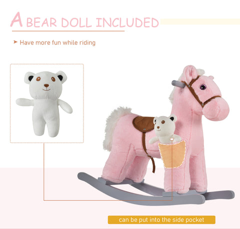 Kids Plush Rocking Horse Ride-On Toy with Sounds