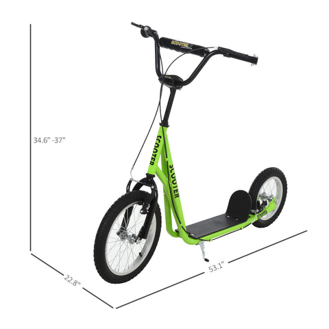 Youth Kick Scooter with Dual Brakes and Inflatable Wheels