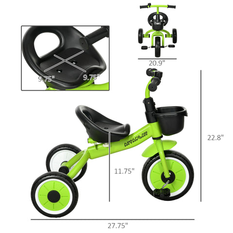 Toddler Tricycle for Kids Age 2-5 with Basket and Bell