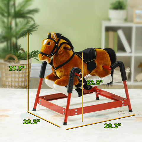 Plush Spring Rocking Horse with Realistic Sounds & Foot Stirrups
