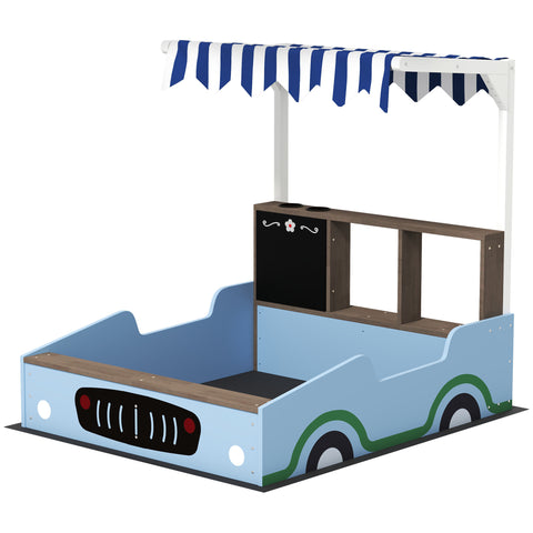 Kids Wooden Sandbox with Canopy, Bench Seats and Planting Boxes