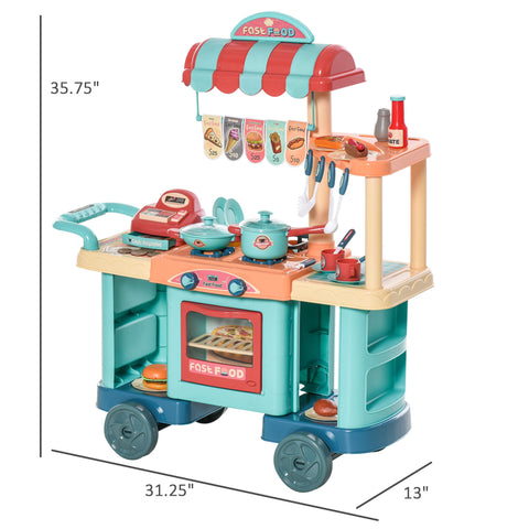 50-Piece Kids Kitchen Food Stand with Cash Register