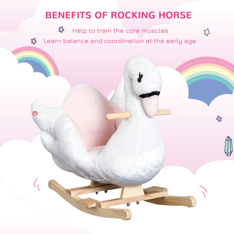 Plush Swan Ride-On Rocking Toy with Music for Toddlers