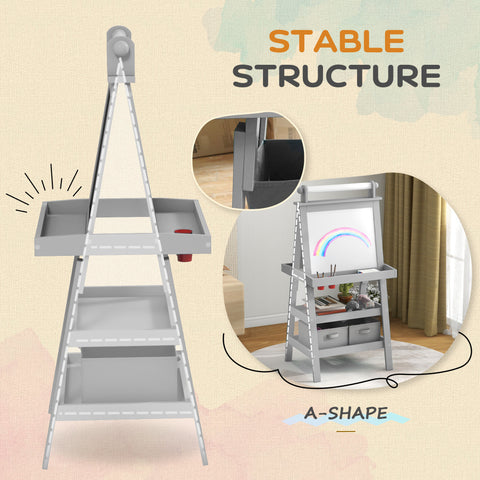 Double-Sided Kids Easel with Paper Roll & Storage