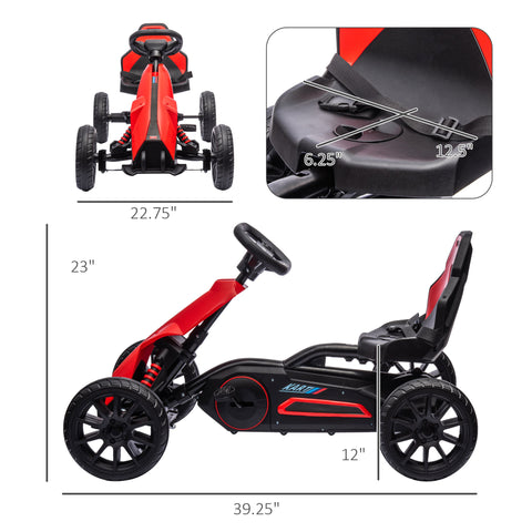 Kids Pedal Go Kart with Adjustable Seat and Swing Axle