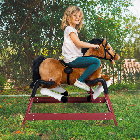 Kids Plush Spring Rocking Horse with Realistic Sounds