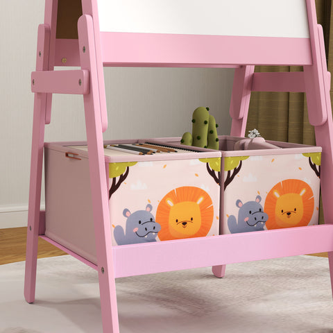 2-in-1 Double-Sided Kids Art Easel with Storage Boxes