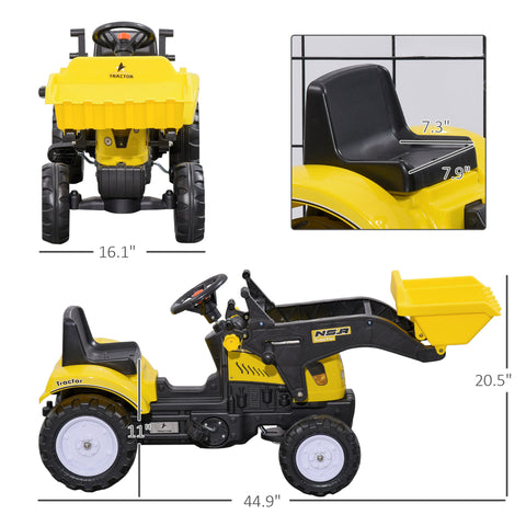 Kids Pedal Ride-on Excavator with Front Loader Digger