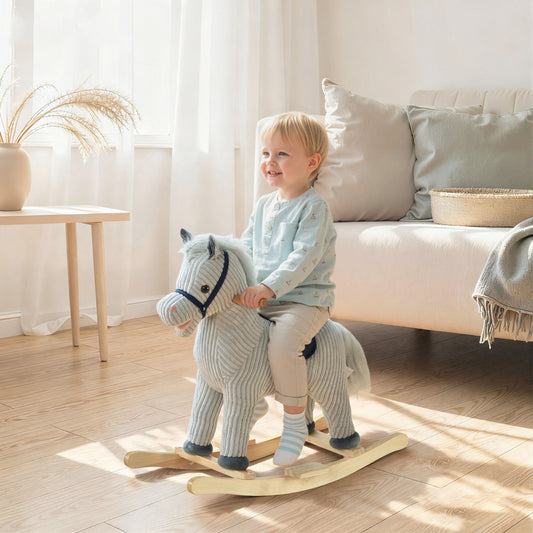 Kids Plush Rocking Horse Ride-On Toy for Ages 36-72 Months