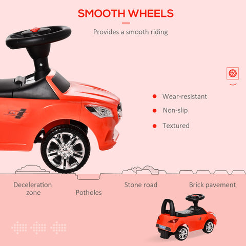 Kids Foot-to-Floor Ride-On Push Car With Horn and Storage