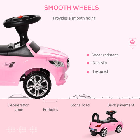 Kids Foot-to-Floor Ride-On Push Car with Horn and Under-Seat Storage