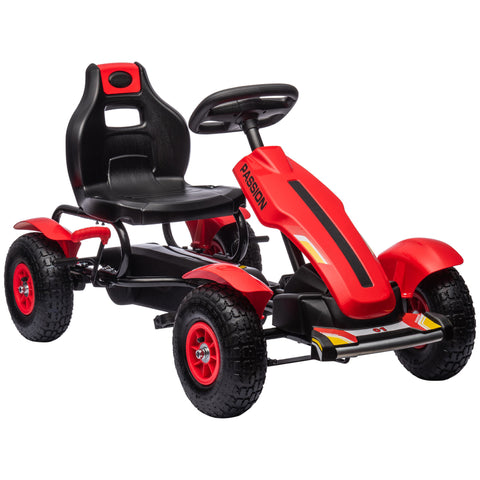 Kids Pedal Go Kart with Adjustable Seat and Rubber Wheels