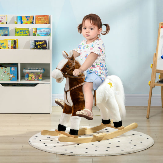 Plush Ride-on Rocking Horse with Sound and Saddle