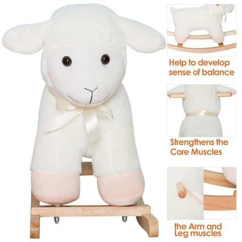 Plush Lamb Rocking Horse Sheep Ride On Rocker for Kids