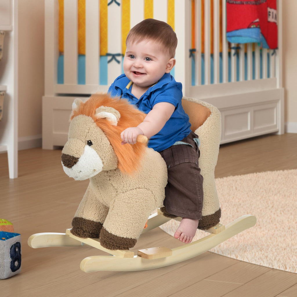 Plush Lion Rocking Horse with Sound and Seat Belt