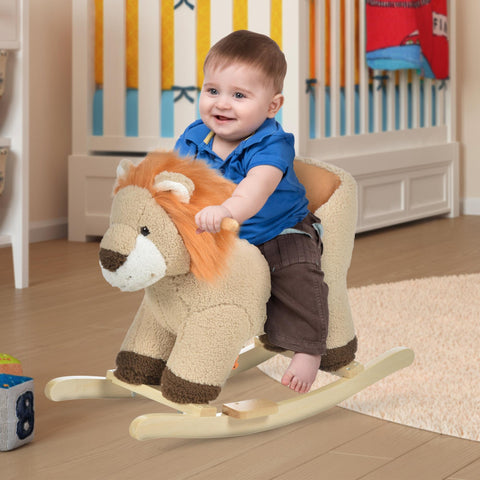 Plush Lion Rocking Horse with Sound and Seat Belt