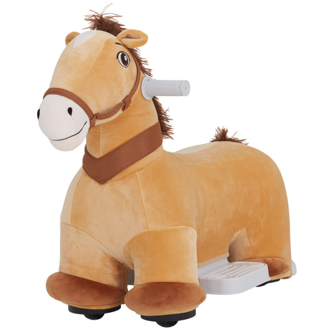 6V Electric Ride-on Horse Toy with Music and PU Wheels