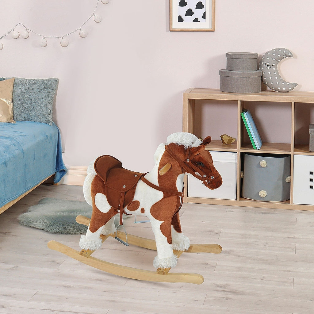 Kids Plush Rocking Horse Toy with Realistic Sound Effects