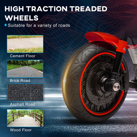 6V Kids Ride-On Motorcycle with Training Wheels and Headlight
