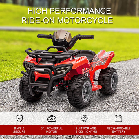 6V Battery Powered Electric ATV Quad Ride-On Toy Car with LED Headlights