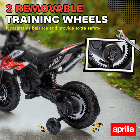 12V Kids Ride-On Motorcycle with Training Wheels and Suspension
