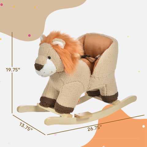 Plush Lion Rocking Horse with Sound and Seat Belt